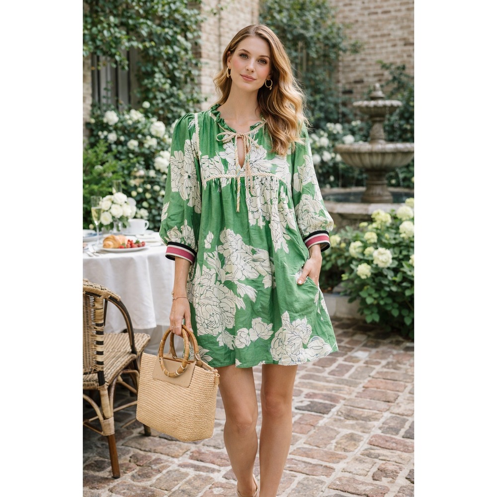 entro Green Floral Mini Dress
